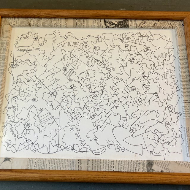 Original 10 x 13 ink drawing on paper signed bottom right Overall size with custom frame by artist is 13 x 16