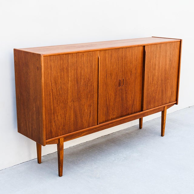 1960s Danish Mid Century Modern Teak Highboard For Sale - Image 9 of 17