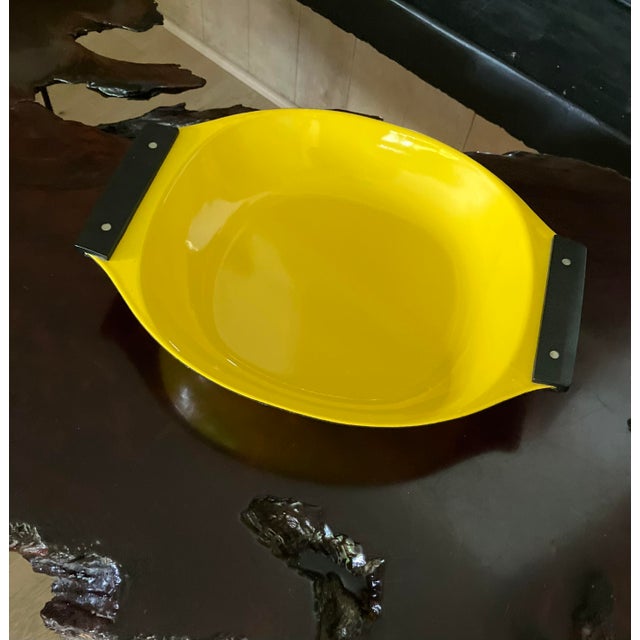 Mid-Century Modern 1950s Cathrineholm of Norway Yellow Enamel Paella Dish For Sale - Image 3 of 8
