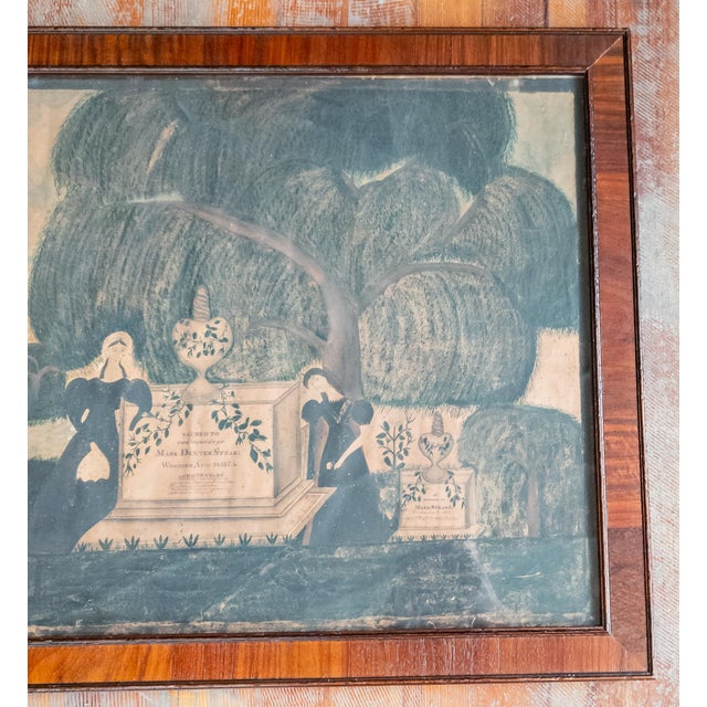 19th Century American Folk Art Memento Mori Memorial Watercolor Painting From Martha's Vineyard For Sale - Image 4 of 12