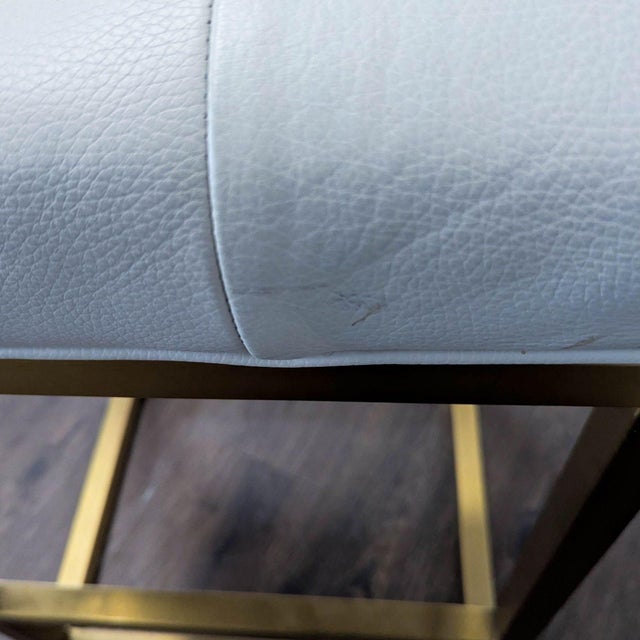 Metal Restoration Hardware Leather Button Tufted Counter Stool For Sale - Image 7 of 12