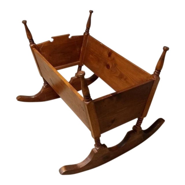 Antique Rocker Solid Oak Wood Cradle Rocker Rocking Crib Bed