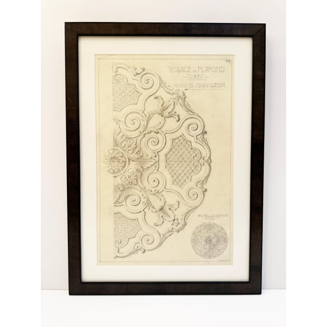 Maison Jansen Mid-20th Century Architectural Pencil Drawing by Maison Jansen For Sale - Image 4 of 6