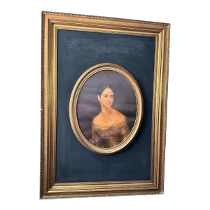 Monumental Framed Vintage Portrait Thomas Sully’s Miss Pearce