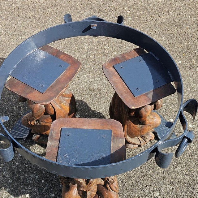 Forged Iron Lounge Table with Marble Top by Jean Maurice Rothschild, 1950s For Sale - Image 9 of 18