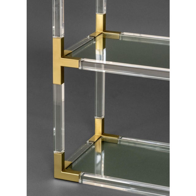 Vintage Jonathan Adler Modern Lucite and Brass Etagere For Sale In New York - Image 6 of 9