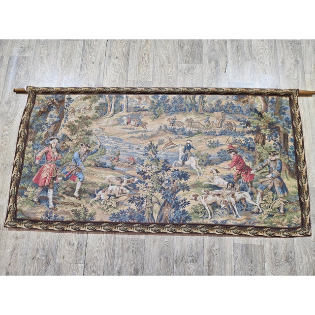 Tapestry with Hunting Motif in the style of Aubusson from JP Paris, 1970s For Sale - Image 12 of 18
