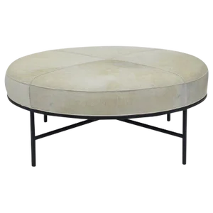 The "Tambour" White Hide and Matte Black Ottoman