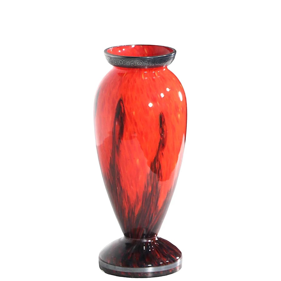 工芸品 1930's Art Deco glass vase Vintage Bohemian Art Deco URANIUM Glass VASE 1930's Signed
