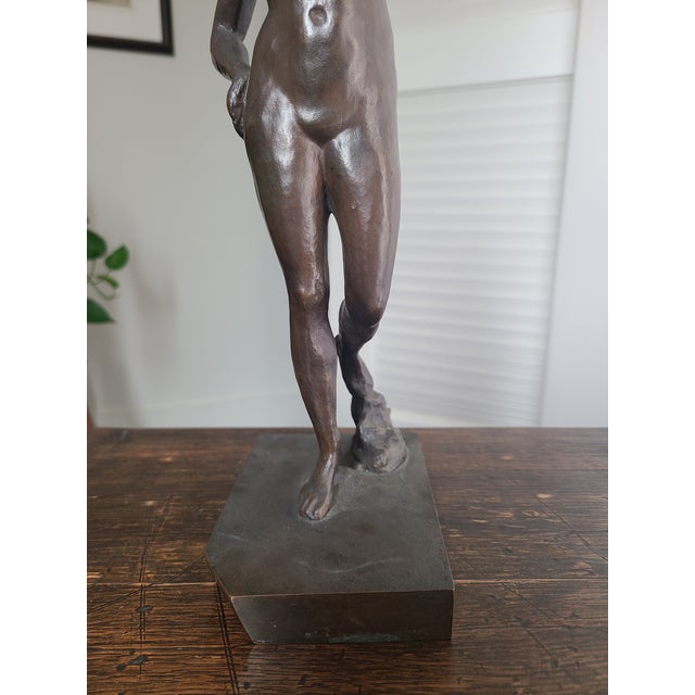Metal 1920s Guss H. Noack Antique Art Deco Bronze Sculpture Dancing Nude Woman Figurine For Sale - Image 7 of 18