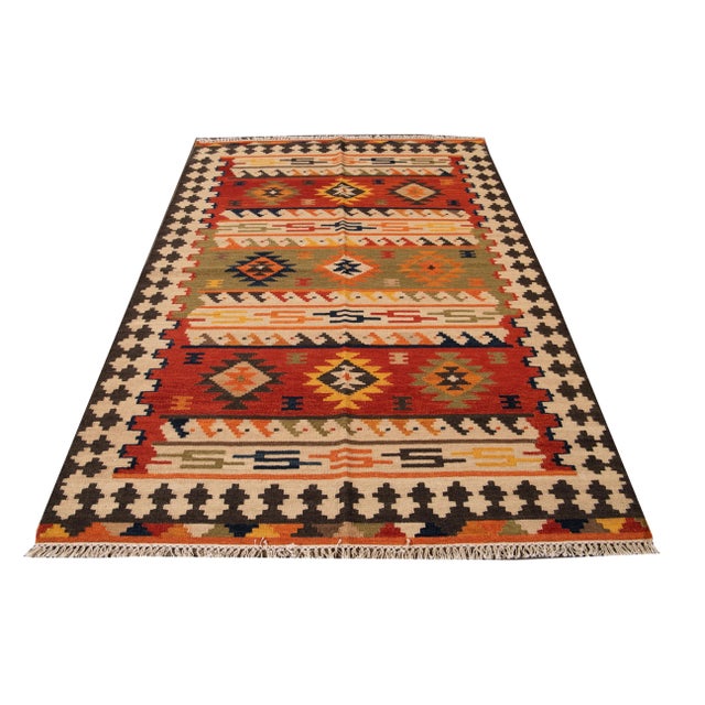21st Century Contemporary Kilim Rug 5 '6'' X 7' 10'' For Sale - Image 11 of 13