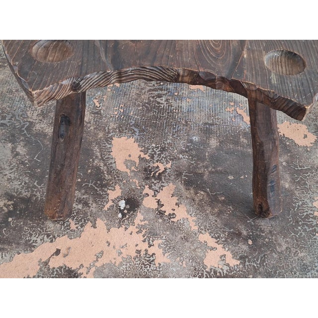 Wood Brutalist Hand-Carved Horse-Shoe Shaped Coffee Table, 1960s For Sale - Image 7 of 9