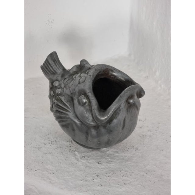 Black Danish Pewter Fish Vase by Just Andersen, 1930s For Sale - Image 8 of 10