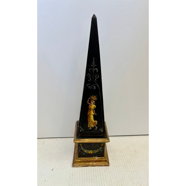 Italian Vintage Italian Hand Painted Obelisk For Sale - Image 3 of 14