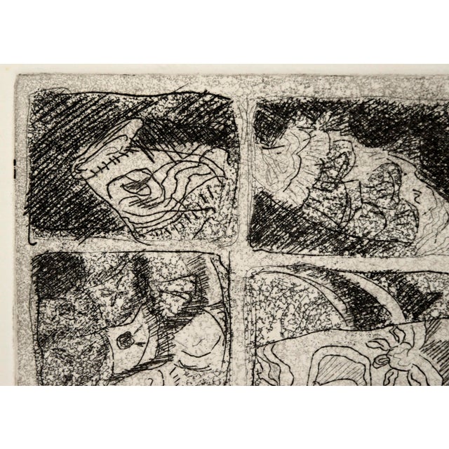 Nine Pane Window - Abstracted Etching in Ink on Paper by Doris Warner For Sale - Image 4 of 7