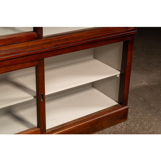 Early 20th Century Oak Display Cabinet With White Interior For Sale - Image 11 of 15