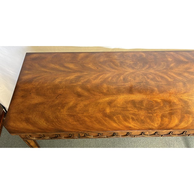 Theodore Alexander Mahogany Console Table With Center Drawer and Circular Pattern Apron For Sale - Image 9 of 17