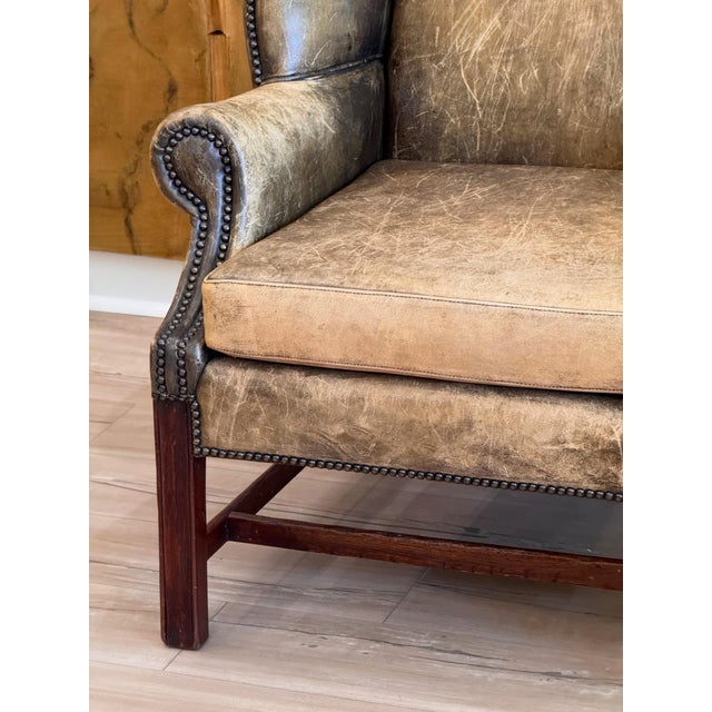Pair of 19th Century English Leather Wing Back Chairs For Sale - Image 6 of 12