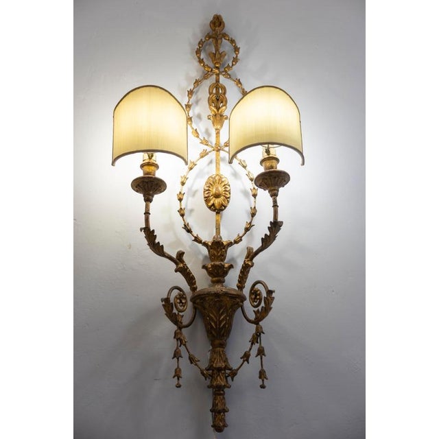 19th Century Italian Gilt-Wood Wall Lights Roma, 1840, Set of 2 For Sale - Image 13 of 14