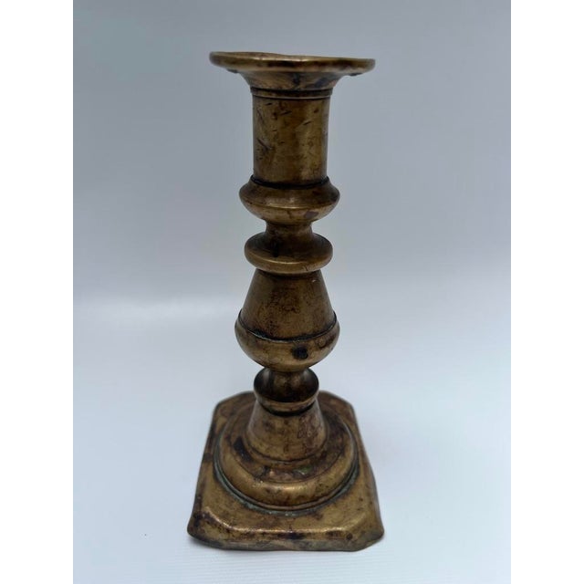 Antique Brass Candlestick For Sale - Image 4 of 9