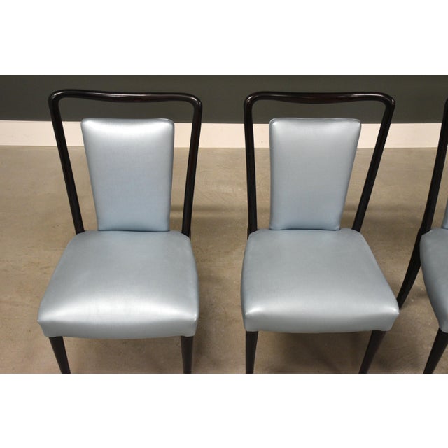 Melchiorre Bega Mid 20th Century Melchiorre Bega Blue Dining Chairs - Set of 4 For Sale - Image 4 of 10
