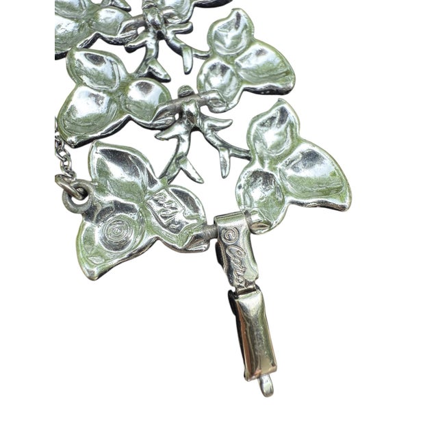 1950s Vintage Coro Silvertone Textured Leaf Link Wide