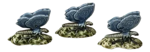 Set of 3 Majolica Butterflies Place Card Holder Choisy Le Roi Circa 1880