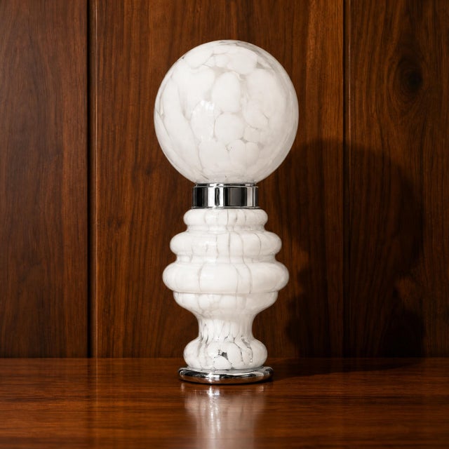 White Murano Glass Table Lamp from Mazzega, Italy, 1970s For Sale - Image 9 of 9