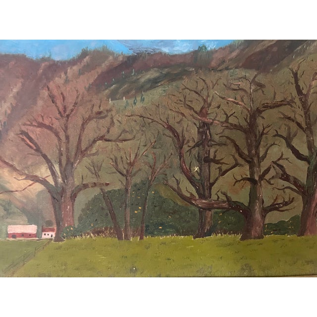 Farmhouse Vintage 1966 Ted M Original Oil Painting Mountain Landscape Signed Framed For Sale - Image 3 of 6