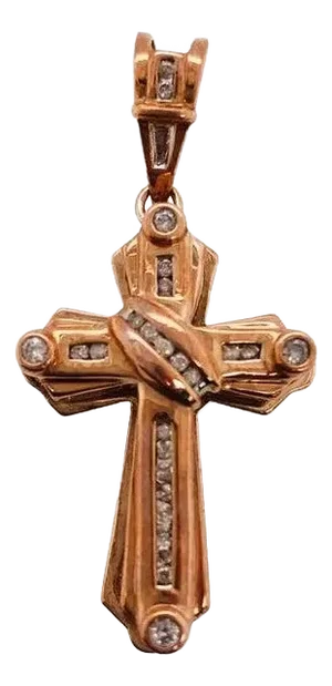 14 Karat Yellow Gold Crucifix Cross Pendant With .50 Total Diamond Weight