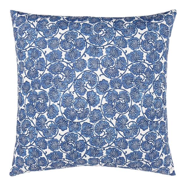 The House Of Scalamandré May Square Pillow In Cobalt For Sale