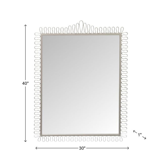 Metal Squiggle Rectangle Champagne Silver Mirror For Sale - Image 7 of 10