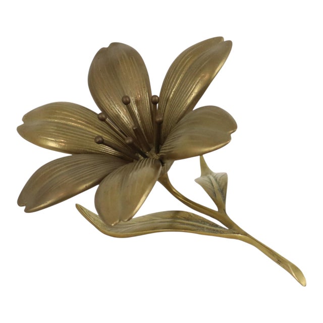 Mid-Century Modern Brass Lily Flower Sculpture Figurine Ashtray, 1960s For Sale - Image 18 of 18