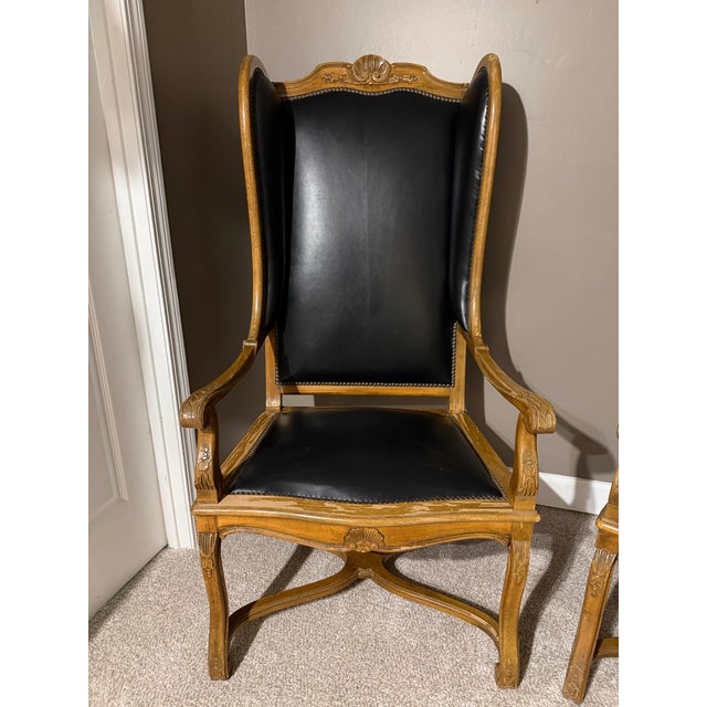 Vintage Spanish Revival Leather Wingback Chairs For Sale In Saint Louis - Image 6 of 12