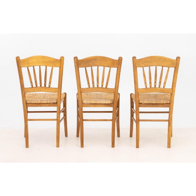 French Provincial French Provincial Style Beech Side Chairs, 3 For Sale - Image 3 of 5