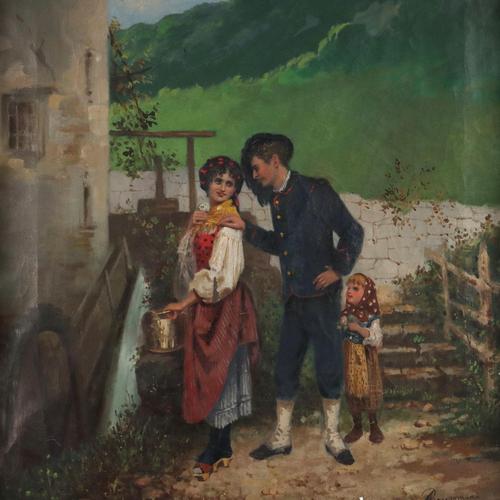 A. Brusomini Maccari, Figurative Scene, 1800s, Oil Painting For Sale - Image 3 of 12