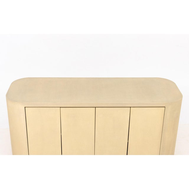 Late 20th Century Karl Springer Style Beige Grasscloth Sideboard For Sale - Image 5 of 8