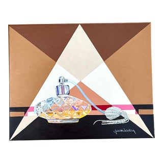 Vintage Bottle Original Oil Painting on Canvas For Sale