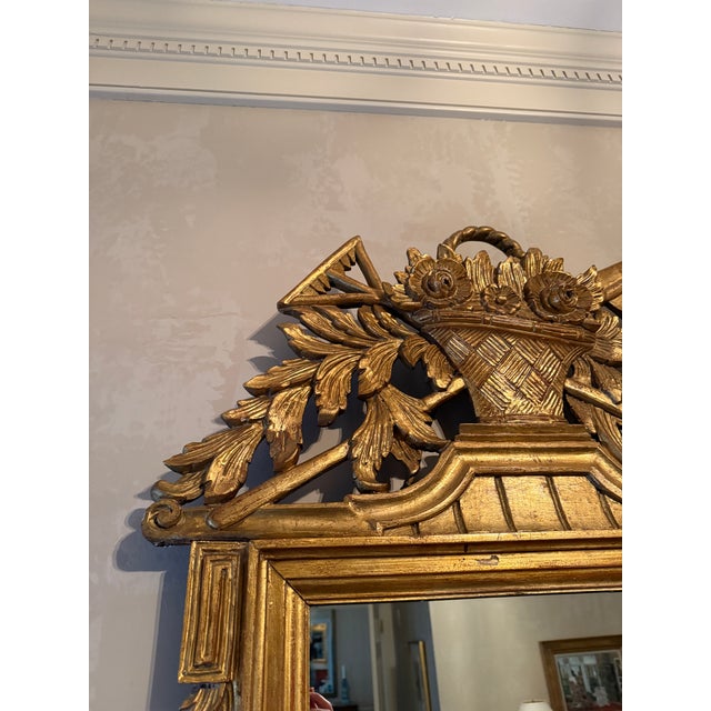 Wood Vintage Louis XVI Style Giltwood Mirror For Sale - Image 7 of 11