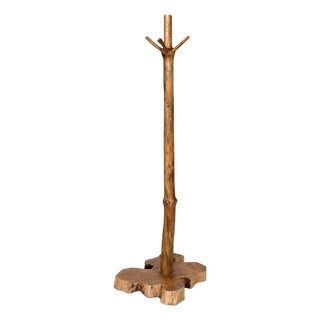 Rustic Live Edge Wood Coat Stand For Sale