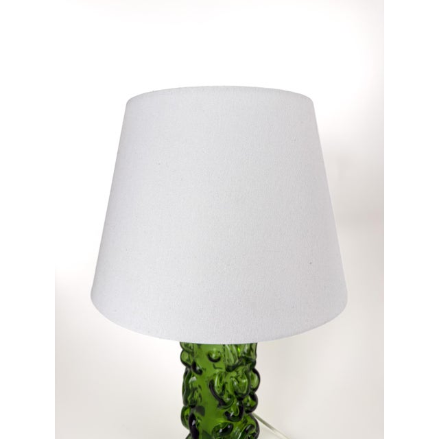 Glass Scandinavian Modern Green Art Glass Table Lamp, Sweden, 1970s For Sale - Image 7 of 9