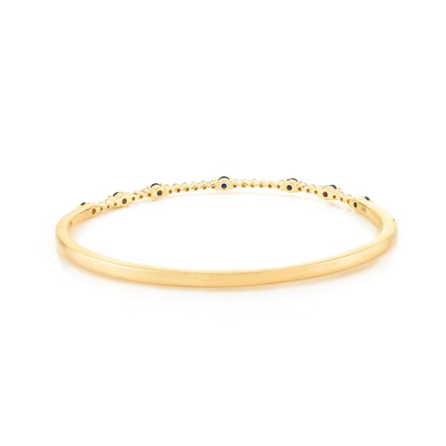 Not Yet Made - Made To Order Contemporary Style Deep Blue Sapphire Bangle Bracelet With Diamonds For Sale - Image 5 of 9