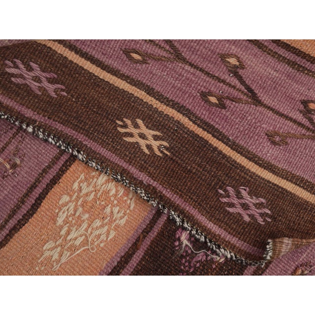 Textile 1970s Vintage Handmade Wool Cotton White Beige Kilim Runner Rug For Sale - Image 7 of 11