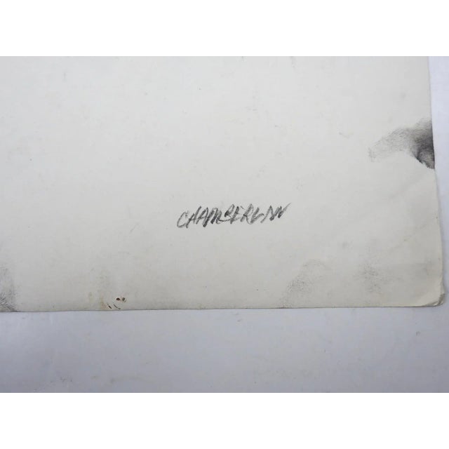 Pair of mid 20th century charcoal on paper drawing studies of female nude figures. Signed Chamberlin lower right on one....