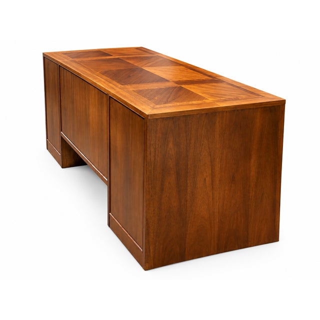 Hekman Furniture Hekman Burl Walnut Mid Century Campaign Desk For Sale - Image 4 of 8