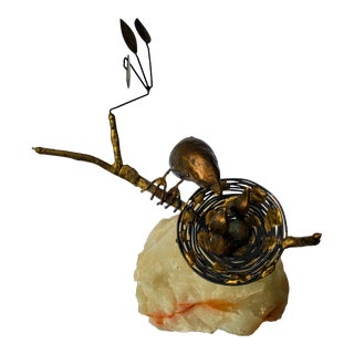 Vintage 1971 Curtis Jere Bronze Sculpture Baby Birds For Sale