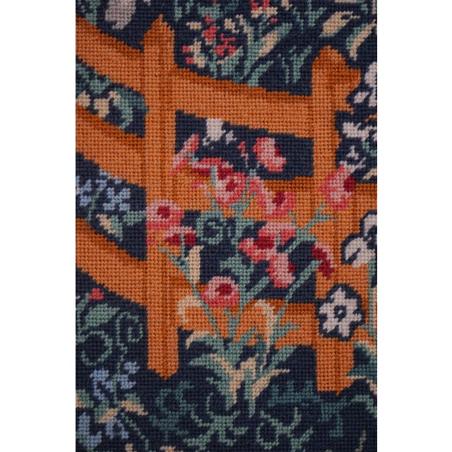 Textile Unicorn in Captivity Hand Stitched Needlepoint in Frame For Sale - Image 7 of 11