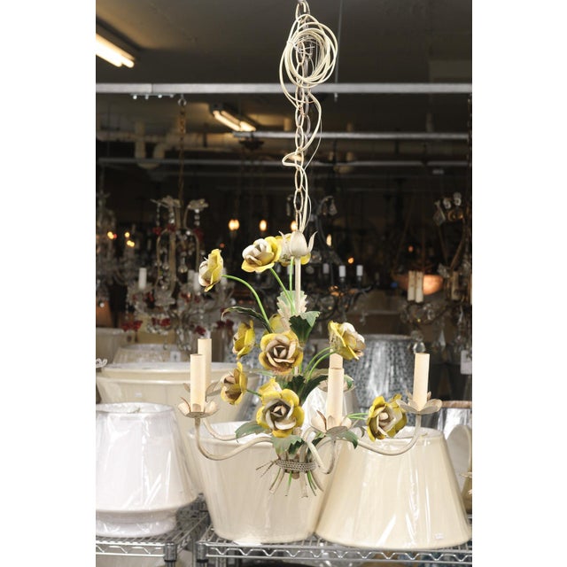 Hand Painted 5-Light Tole Floral Chandelier, 1950s Italy For Sale - Image 10 of 14