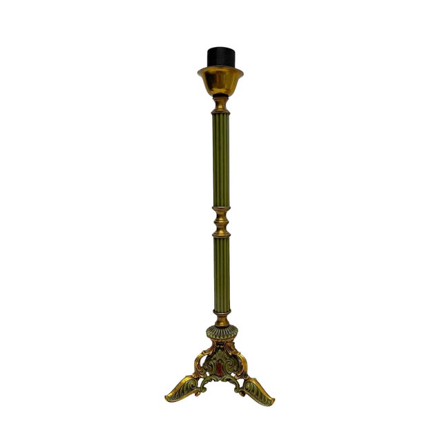 Rococo Louis XV French Polychrome and Gilded Tripod Table Lamp, 1930s For Sale - Image 3 of 12
