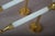 1950s French Blue Opaline Glass and Brass Torch Wall Sconces with Glass Shades, 1950s, Set of 2 For Sale - Image 5 of 15